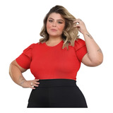 Body Feminino Plus Size Manga Curta Canelado Linha Premium