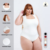 Body Feminino Plus Size Manga Curta Decote Quadrado G1 Ao G3