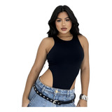 Body Feminino Regata Cavado Collant Gola Redonda Suplex