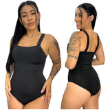 Body Feminino Suplex Estilo Maiô Decote Liso Preto Mayu Moda