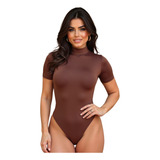 Body Feminino Suplex Gola Alta Manga Curta