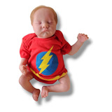 Body Flash Fantasia Menino Bebê Super Herói Mesversário