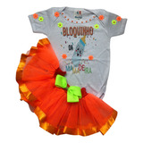 Body Florzinha Carnaval Bebe Festa Meninas Com Saia De Tule
