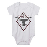 Body Infantil Bebê Cowboys Temático 100 Algodão Country
