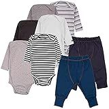 Body Infantil Kit Manga Longa E Calça Jeans Bebe Minimalista 8 Peças 12M 