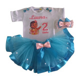 Body Infantil Moana Baby Personalizada Saia Tutu E Laço