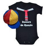 Body Infantil Roupa Mesversário Bebê Kiko Chaves Com Touca