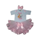 Body Infantil Safari Personalizada Saia Tutu E Laço