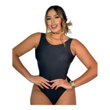 Body Maio Regata Costas Nua Aberta C Elástico Suplex Macio