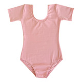 Body Manga Curta Ballet Menina Helanca Collant Balé Rosa