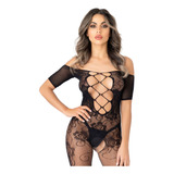 Body Manga Curta Corpo Floral Com Decote Profundo Sku12320