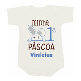 Body Minha Primeira Páscoa Com Nome Personalizado De Páscoa