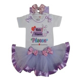 Body Minha Primeira Páscoa Roupa Bebê Festa Fantasia Saia