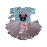 Body Minnie Rosa Saia Tutu E Tiara Com Minnie