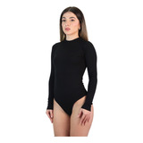 Body Preto Feminino Manga Longa Viscostretch Premium Aitona
