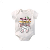 Body Roupa Bebê Tema Minha Primeira Páscoa Menina Menino Top