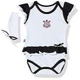 Body Vestido Com Tiara Corinthians Rêve D Or Sport Bebê Menina Branco Preto P