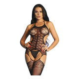 Bodystocking Sexy Macacão Arrastão Sensual Meia Corpo
