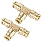 Boeray Encaixe Rápido De 0 63 Cm Para Conectar Conexões Junta Em Forma De T De Latão Aprovado Pelo DOT 1 4 Polegada OD Adaptador De Linha De Ar De Tubo De 3 Vias Kit De Suspensão De Mola De Ar Para Reboques De Carro Caminhões E Sistema De Freio A Ar 2 Peças