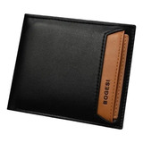 Bogesi Carteira Vertical Masculina Porta Cartão Grande Em Couro Preto 12cm Cor Horizontal Preta