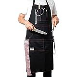 BÖHM Avental De Cozinha Preto Ajustável Confortável Costura Dupla Algodão Inclui Toalha De Panela Resistente Ao Calor