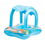 Boia Bebê Bote Infantil Inflável Cobertura Proteção Piscina Cor Azul Casita