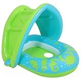 Boia Bote Com Cobertura Para Bebê 6 Meses A 2 Anos Fralda E Proteção Do Sol Brinquedo De Piscina Verde Menino