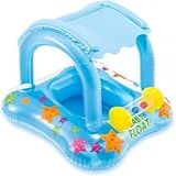 Boia Bote Infantil Bebê Com Cobertura Baby Fralda Piscina Praia Crianças Natação Inflável Premium GAXMARK -Azul-