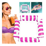 Boia Cama Cadeira Flutuante Piscina Rede Inflável Reclinável Cor Rosa chiclete