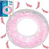 Boia Cintura Circular REDONDA Inflavel Piscina Com Plumas Penas Rosa LUXO PISCINA PRAIA DIVERSÃO AQUÁTICA RESISTENTE QUALIDADE PREMIUM 55CM