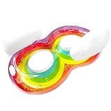 Boia Dupla Piscina Inflavel Criança Adulto Grande Praia Arco Iris 160cm