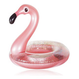 Boia Flamingo Com Glitter Inflavel Divertida Grande Piscina