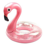 Boia Flamingo Rosa Glitter Inflável Grande