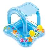 Boia Infantil Piscina Bebê Bote Inflável Com Cobertura Proteção Solar Para Menina E Menino Crianças 6 Meses à 3 Anos -AZUL-