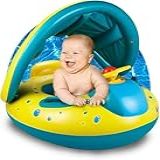 Boia Inflável Infantil Com Cobertura - Baby Float Com Suporte Para Natação Segura- Proteção Solar- Flutuador Para Piscina De Bebês