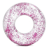 Boia Inflável Redonda Piscina Transparente Rosa Intex