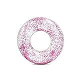 Boia Inflável Redonda Transparente Glitter Rosa Intex
