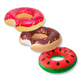 Boia Melancia Donuts 120cm Grande Inflável Piscina Praia