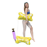 Boia Rede De Piscina Inflável Divertida Flutue Na Água Cor Amarelo