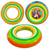 Bóia Redonda Colorida Piscina 90cm Gigante Adulto Criança