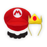 Boina Chapéu Boné Mario Ou Luigi Coroa Princesa Peach