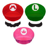 Boina Chapéu Boné Super Mario Bros Luigi E Peach Bigode