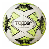 Bola De Futebol Society 22 Cor Branca Com Detalhes Em Amarelo E Preto Topper