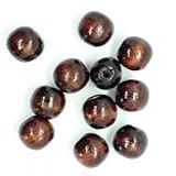 Bola De Madeira Tingida Cor Imbúia E Envernizada Tamanho 14 Mm Com Furo Passante Pct 100g Aproximadamente 110 Bolinhas