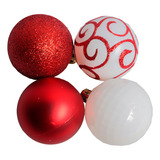 Bola De Natal Mista Fosca Lisa Glitter Com 30 Peças 6cm