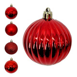 Bola De Natal Mista Glitter Texturada Vermelha C 45 Pcs 4cm