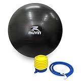 Bola De Pilates 75cm Muvin Antiestouro Suporta Até 300kg Com Bomba Ginástica Fitness Pilates Yoga Fisioterapia Flexibilidade Fortalecimento Tonificação Fácil Limpeza Preto 