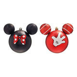 Bola Disney Mickey Minnie 10cm Pendurar Arvore Natalc 2 Pçs