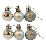 Bola Enfeite Para Arvore De Natal Hiperfesta 4cm 6un Cor Prata