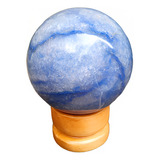 Bola Esfera De Quartzo Azul Pedra Natural C base P Coleção
